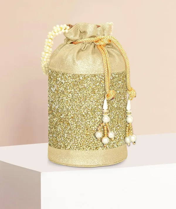 Gold_Gilded_Grace_Designer_Beaded_Potli_With_Pearl_Handle_For_Women_&_Girls_(12.5_X_12.5_X_20_Cm)