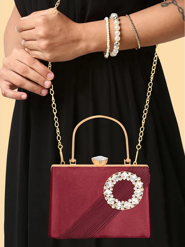 Maroon_Radiant_Halo_Satin_Clutch_For_Women_&_Girls_(22_X_10_X_17.5_Cm)