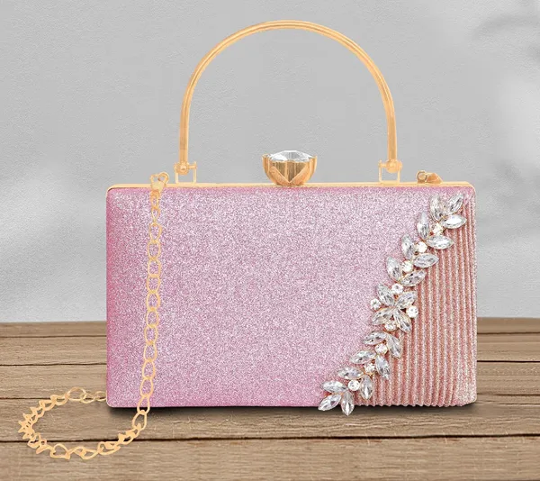 Pink_Glamour_Shine_Elegant_Crystal_Embellished_Clutch_With_Detachable_Chain_Strap_For_Women_&_Girls_(22_X_10_X_15_Cm)