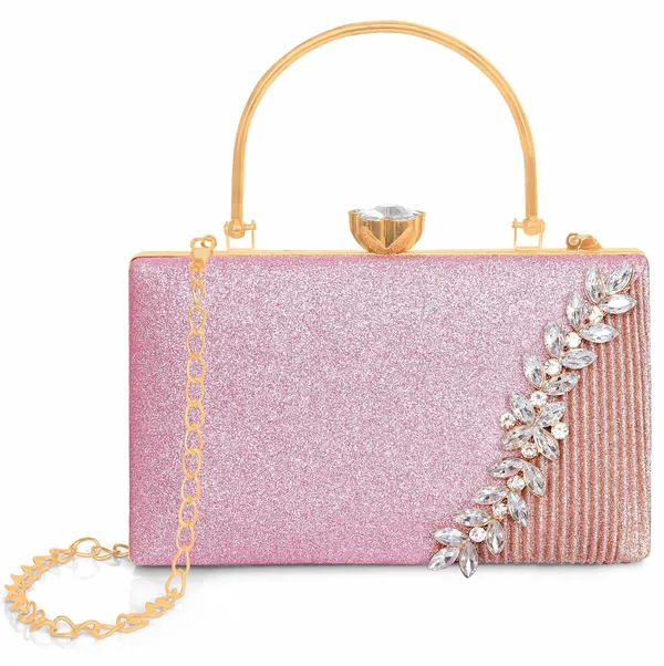 Pink_Glamour_Shine_Elegant_Crystal_Embellished_Clutch_With_Detachable_Chain_Strap_For_Women_&_Girls_(22_X_10_X_15_Cm)