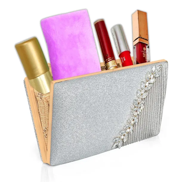 Silver_Glamour_Shine_Elegant_Crystal_Embellished_Clutch_With_Detachable_Chain_Strap_