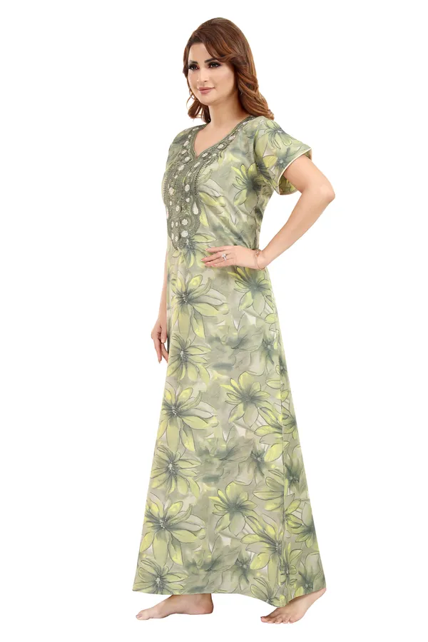 Green_Cotton_Blend__Nighty_for_Women