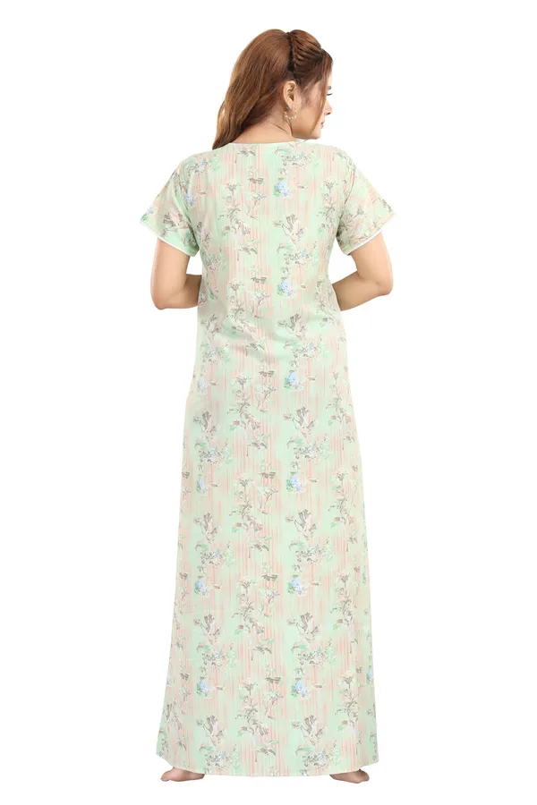 Green_Floral_Cotton_blend_Night_Dress_For_Ladies