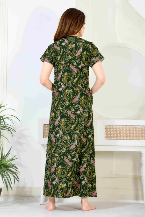 Green_Floral_Cotton_blend_Night_Dress_For_Ladies