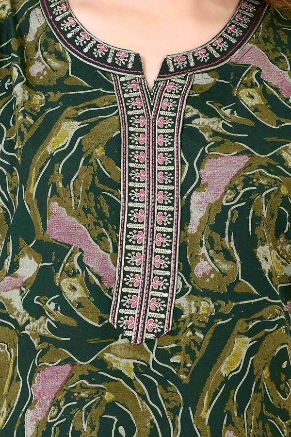 Green_Floral_Cotton_blend_Night_Dress_For_Ladies