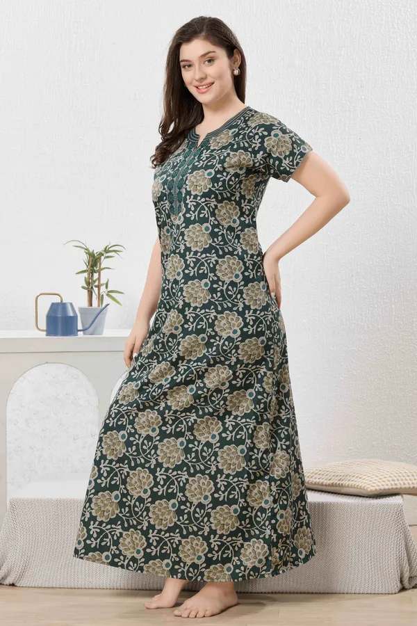 Green_cotton_blend_Nighty_for_Women