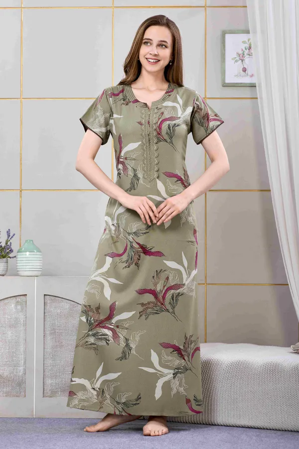 Green_floral_embroidered__A-line_Alpine__Nighty_for_Women