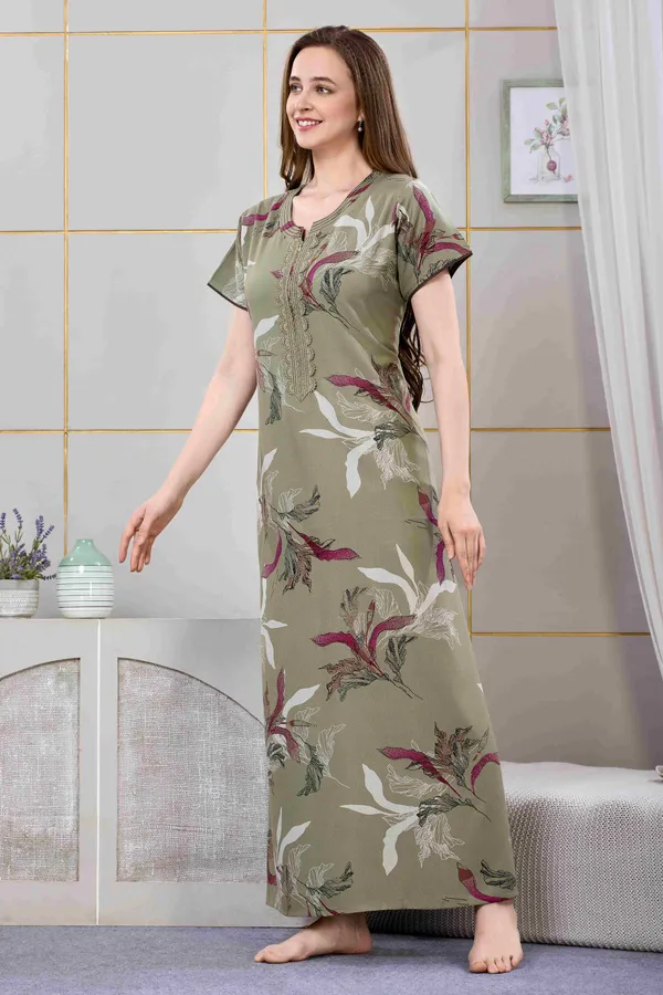 Green_floral_embroidered__A-line_Alpine__Nighty_for_Women