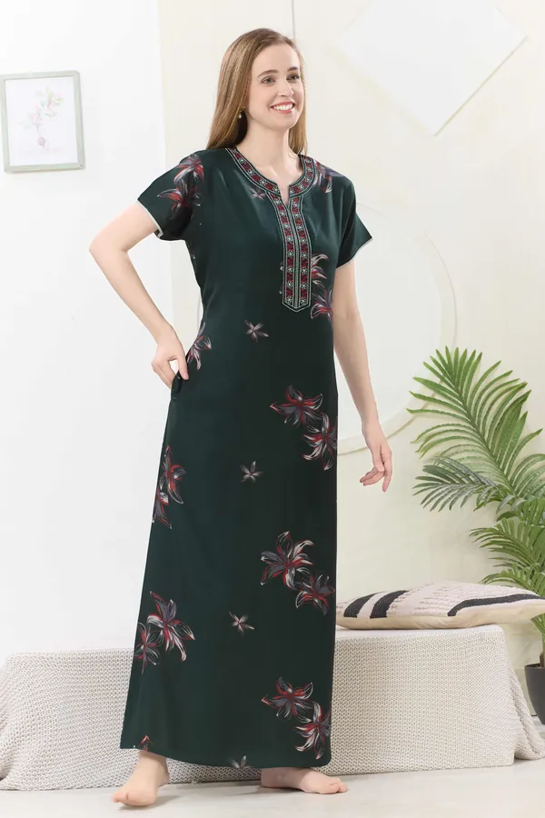 Green_floral_embroidered__A-line_Alpine__Nighty_for_Women