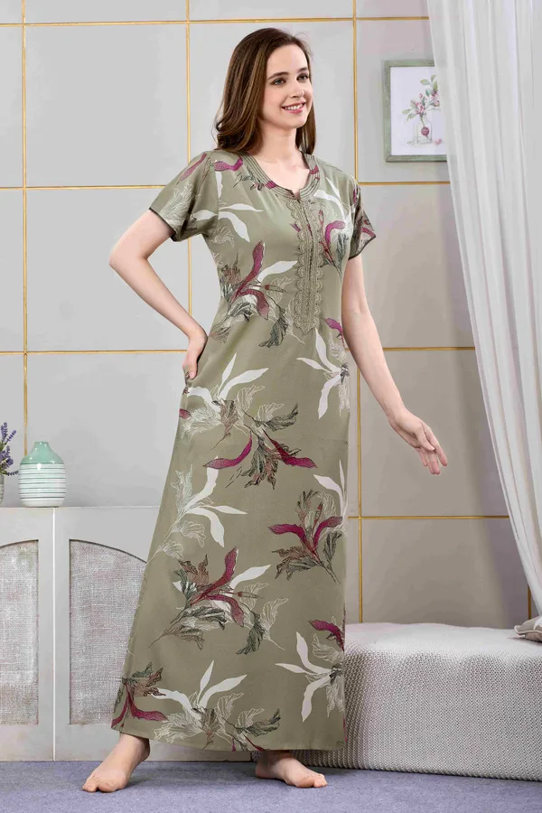 Green_floral_embroidered__A-line_Alpine__Nighty_for_Women