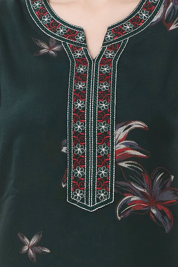 Green_floral_embroidered__A-line_Alpine__Nighty_for_Women