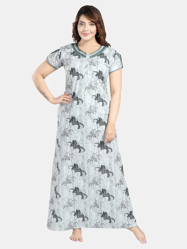Green_floral_pure_Cotton__Nighty_for_Women