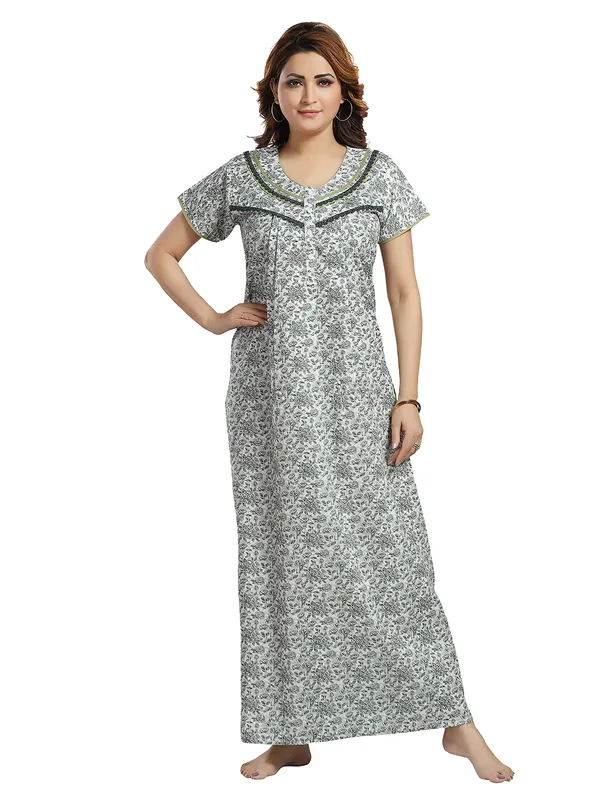 Green_floral_pure_Cotton__Nighty_for_Women