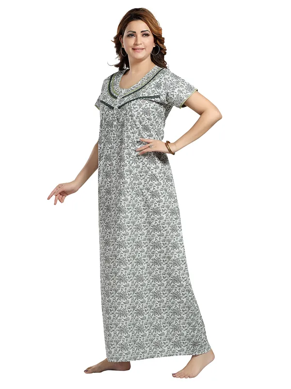 Green_floral_pure_Cotton__Nighty_for_Women