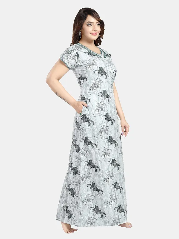 Green_floral_pure_Cotton__Nighty_for_Women