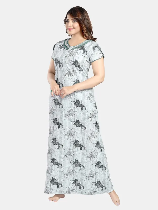 Green_floral_pure_Cotton__Nighty_for_Women