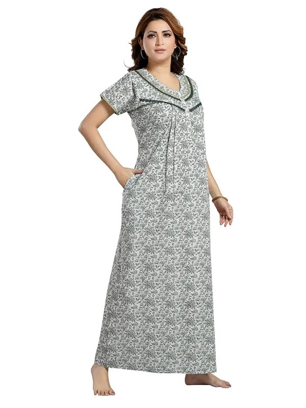 Green_floral_pure_Cotton__Nighty_for_Women