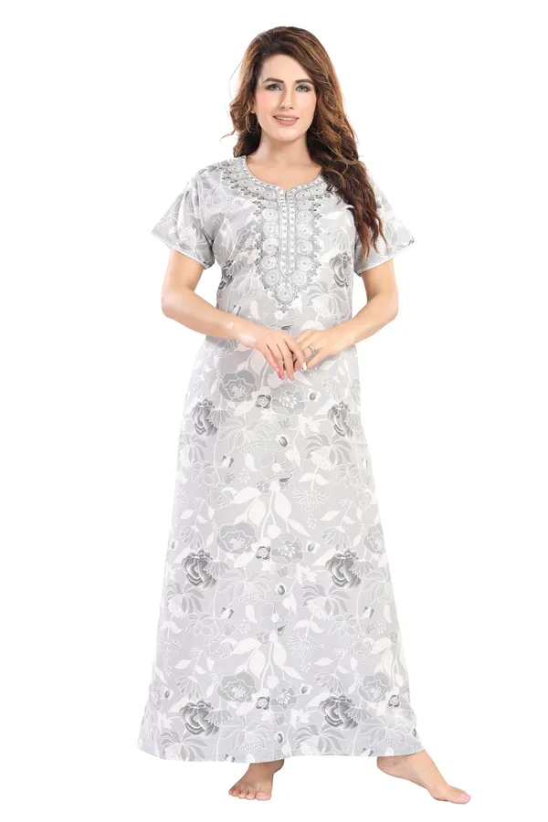 Grey_Floral_Cotton_blend_Night_Dress_For_Ladies