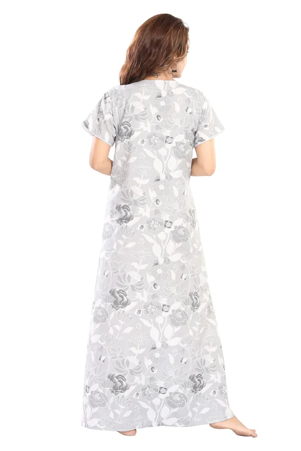 Grey_Floral_Cotton_blend_Night_Dress_For_Ladies
