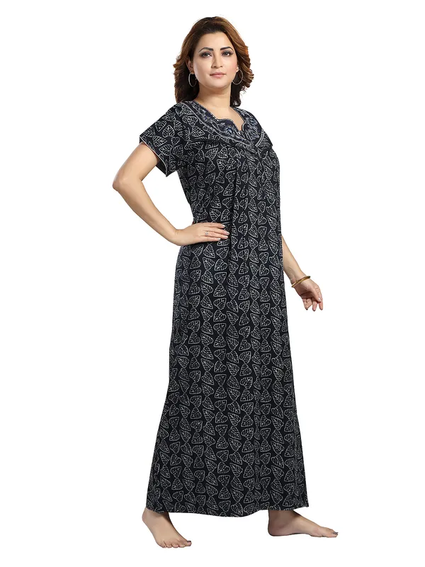 Blue_leaf_print_Alpine_Night_Dress_For_Ladies