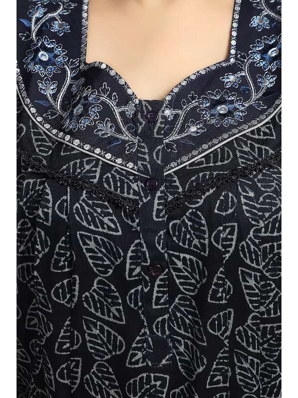 Blue_leaf_print_Alpine_Night_Dress_For_Ladies