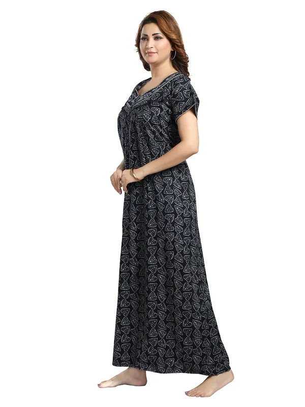 Blue_leaf_print_Alpine_Night_Dress_For_Ladies