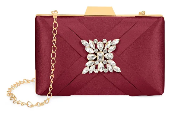 Maroon_Premium_Satin_With_Shiny_Texture_Diamond_Clutch_For_Women_&_Girls_(22_X_10_X_15_Cm)