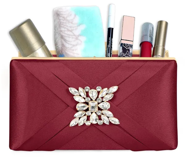 Maroon_Premium_Satin_With_Shiny_Texture_Diamond_Clutch_For_Women_&_Girls_(22_X_10_X_15_Cm)