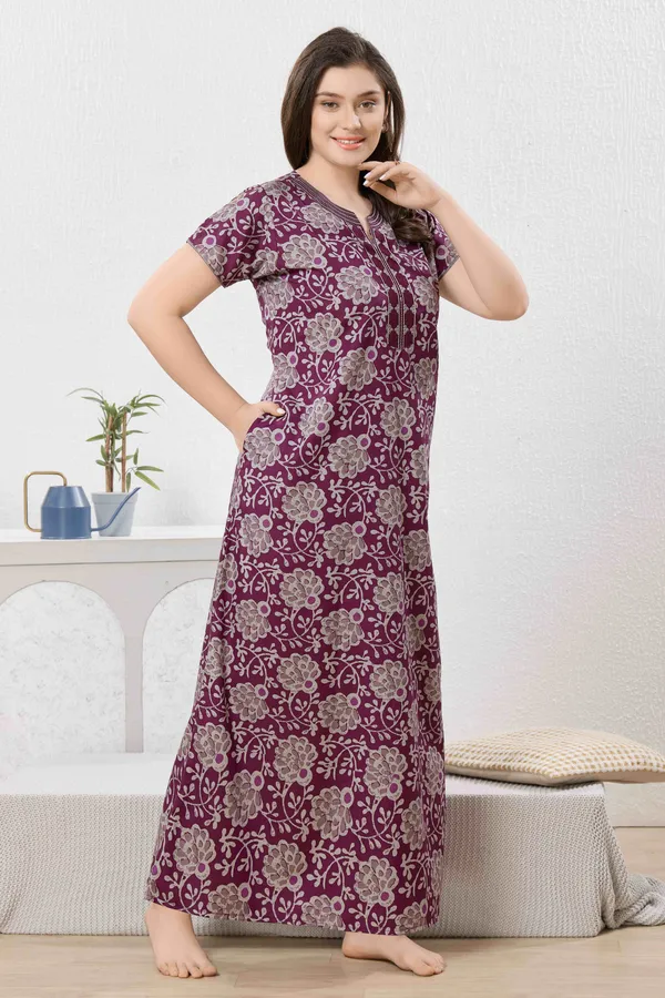 Magenta_Cotton_Blend__Nighty_for_Women