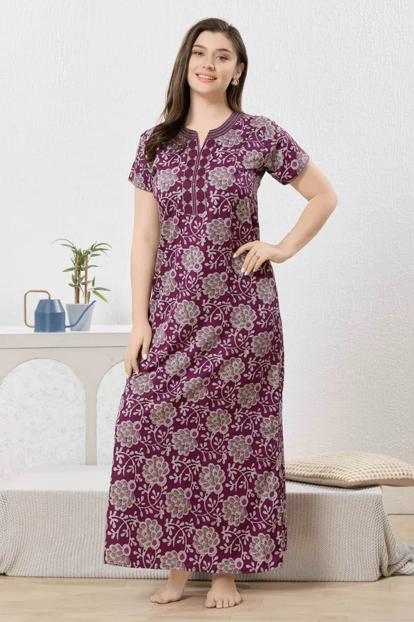 Magenta_Cotton_Blend__Nighty_for_Women
