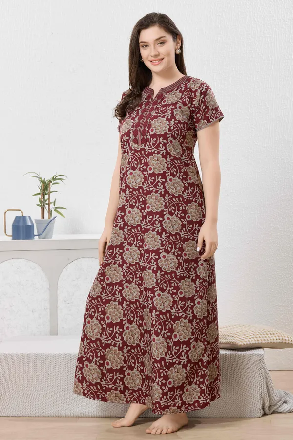 Maroon_Cotton_Blend__Nighty_for_Women