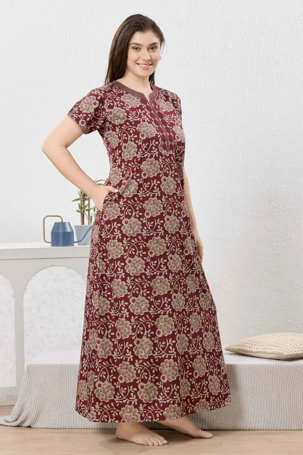 Maroon_Cotton_Blend__Nighty_for_Women
