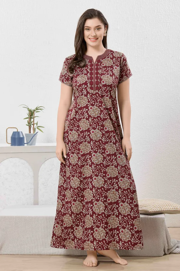 Maroon_Cotton_Blend__Nighty_for_Women