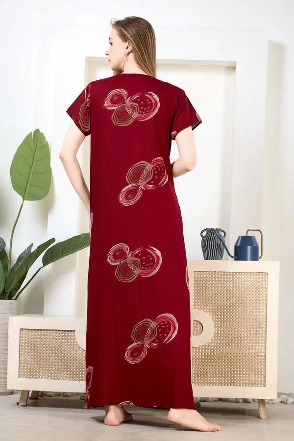 Maroon_abstract_embroidered__A-line_Alpine__Nighty_for_Women