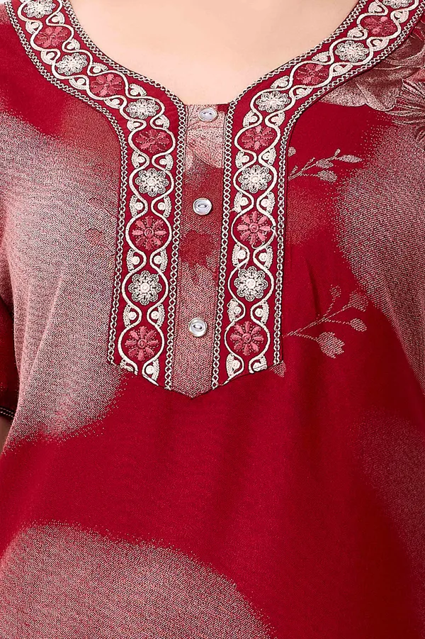 Maroon_floral_embroidered__A-line_Alpine__Nighty_for_Women