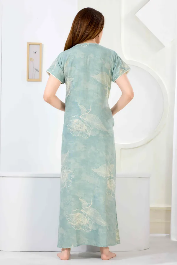 Mint_green_floral_pleated_alpine_neck_embroidery_nighty_for_womens