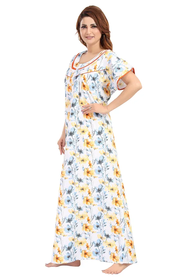 Mustard_Cotton_floral__Nighty_for_Women