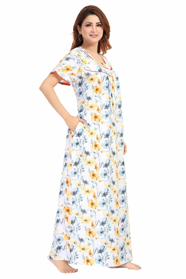 Mustard_Cotton_floral__Nighty_for_Women