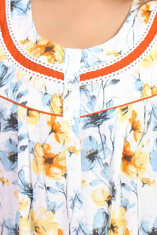 Mustard_Cotton_floral__Nighty_for_Women