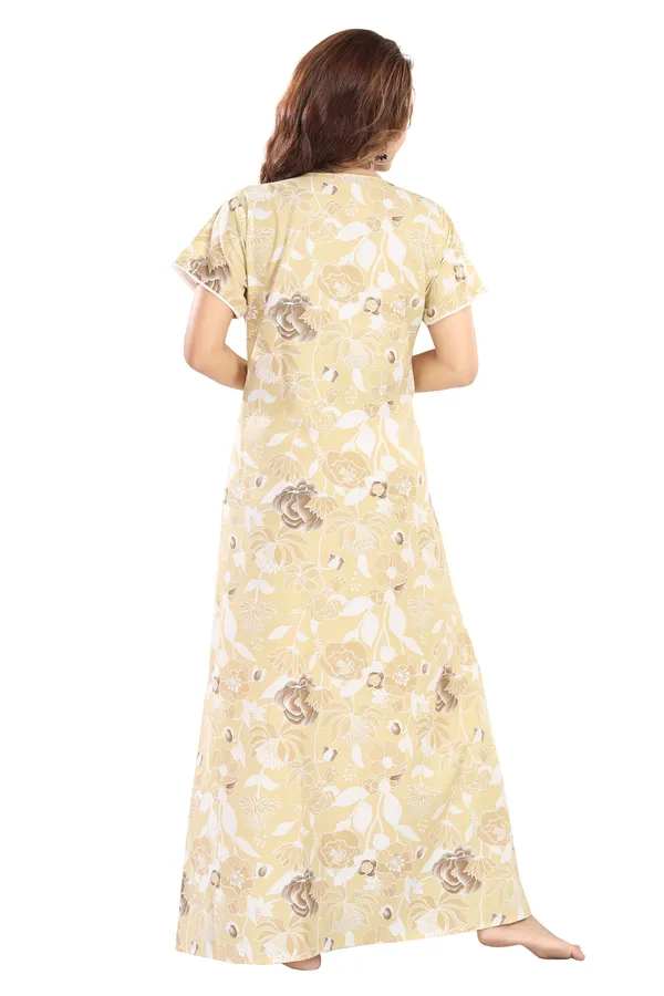 Mustard_Floral_Cotton_blend_Night_Dress_For_Ladies