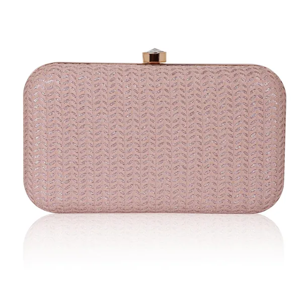 Pink_Textured_Satin_Noir_Chevron_Chain_Clutch_For_Women_&_Girls_(11.5_X_3.5_X_8.5_Cm)