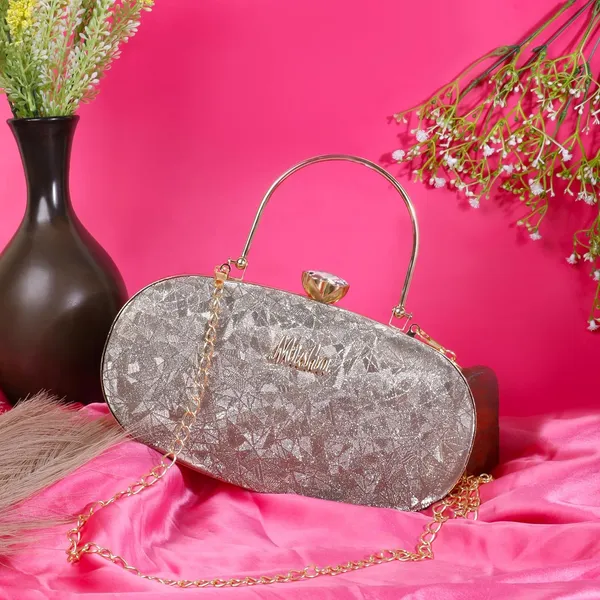 Khaki_Cracked_Ice_Metallic_Noir_Glint_Oval_Clutch_For_Women_&_Girls_(23_X_3_X_13_Cm)