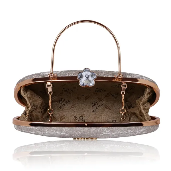 Gold_Cracked_Ice_Metallic_Noir_Glint_Oval_Clutch_For_Women_&_Girls_(23_X_3_X_13_Cm)