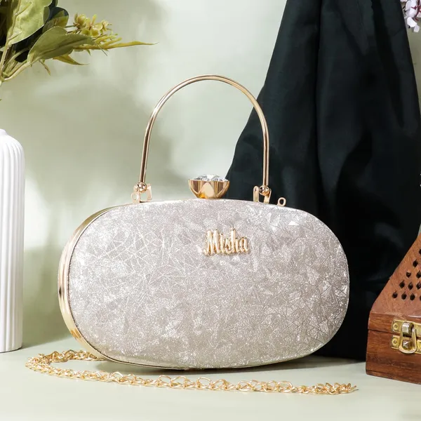 Gold_Cracked_Ice_Metallic_Noir_Glint_Oval_Clutch_For_Women_&_Girls_(23_X_3_X_13_Cm)