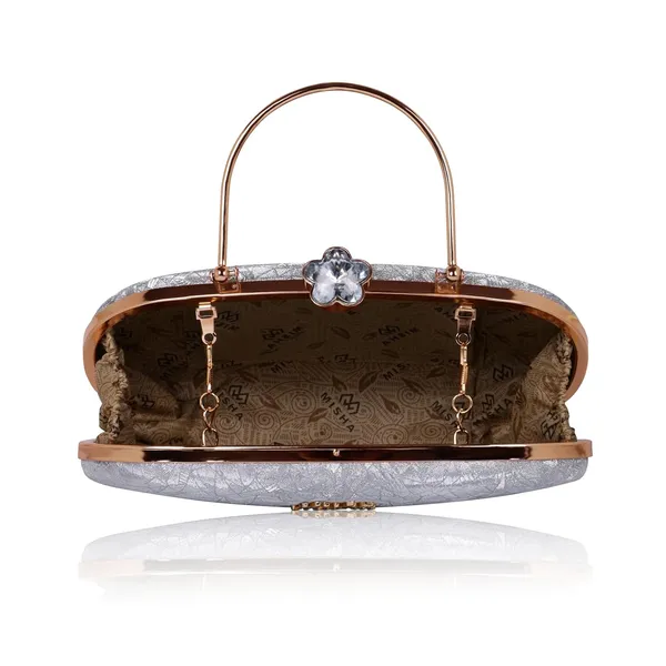 Grey_Cracked_Ice_Metallic_Noir_Glint_Oval_Clutch_For_Women_&_Girls_(23_X_3_X_13_Cm)
