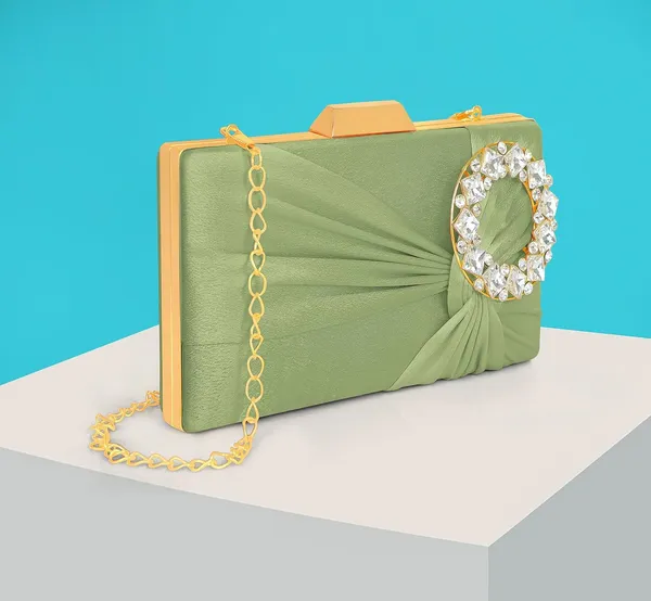 Green_Luxurious_Satin_Evening_Clutch_With_Detachable_Chain_Strap_For_Women_&_Girls_(22_X_10_X_15_Cm)