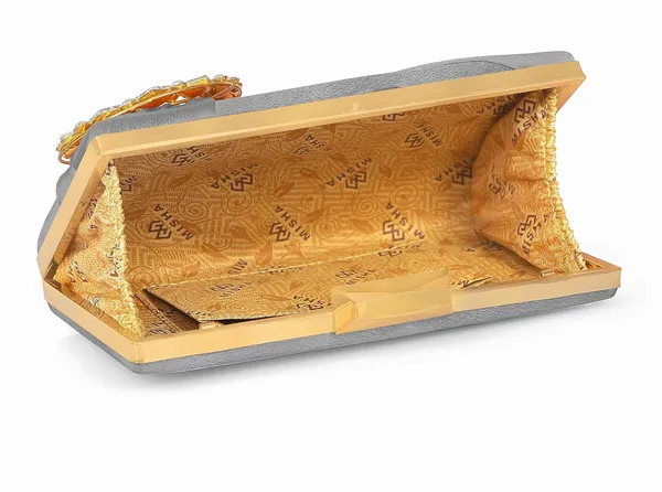 Grey_Luxurious_Satin_Evening_Clutch_With_Detachable_Chain_Strap_For_Women_&_Girls_(22_X_10_X_15_Cm)