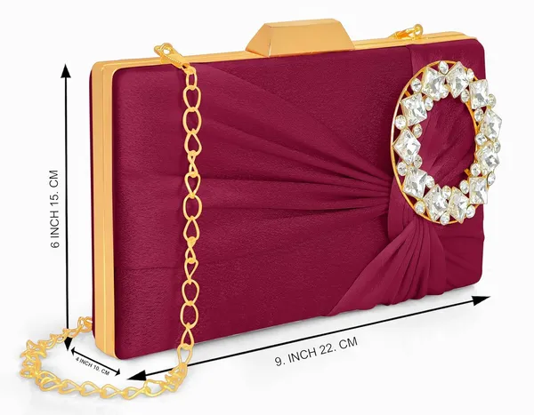 Maroon_Luxurious_Satin_Evening_Clutch_With_Detachable_Chain_Strap_For_Women_&_Girls_(22_X_10_X_15_Cm)