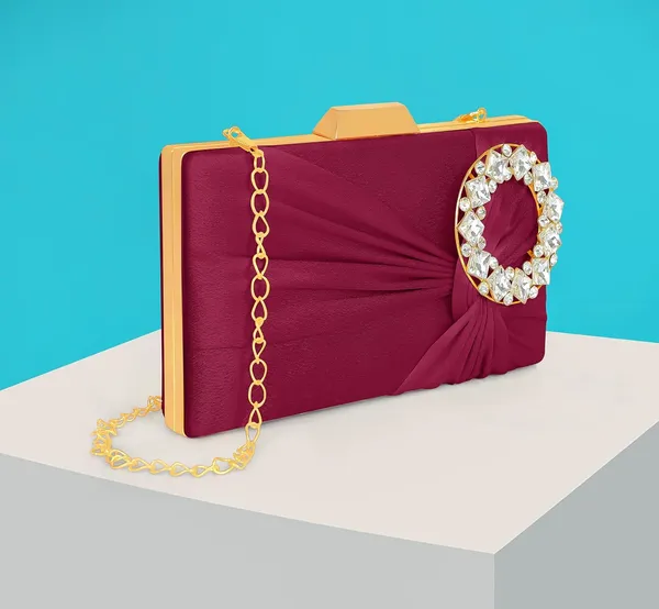 Maroon_Luxurious_Satin_Evening_Clutch_With_Detachable_Chain_Strap_For_Women_&_Girls_(22_X_10_X_15_Cm)