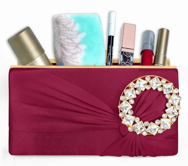 Maroon_Luxurious_Satin_Evening_Clutch_With_Detachable_Chain_Strap_For_Women_&_Girls_(22_X_10_X_15_Cm)